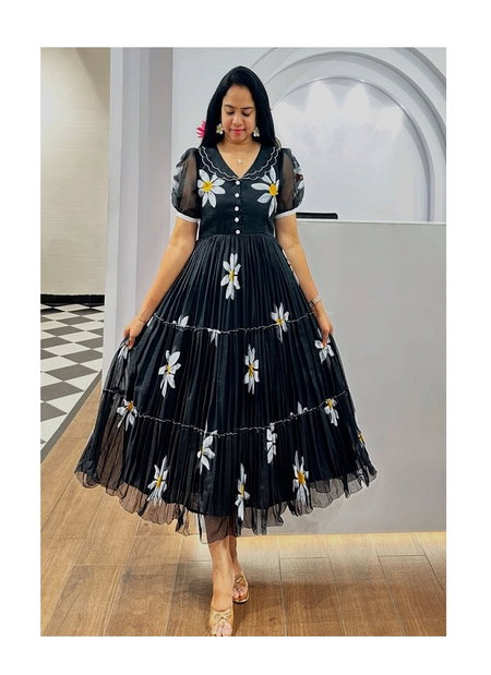 Tew Slub Cotton Long Flowing Western Dress Collections Wholesale Clothing Distributors In India